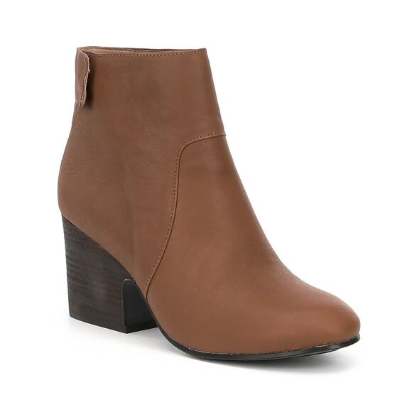 Eileen Fisher Harris Tumbled Bootie Leather Ankle Pointed Toe Block Heels 8.5 - Picture 1 of 7